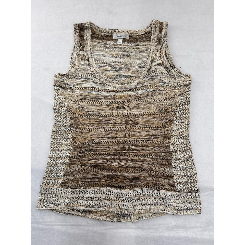 Dressbarn Sleeveless Brown Sweater Knitted Tank Top Size Small